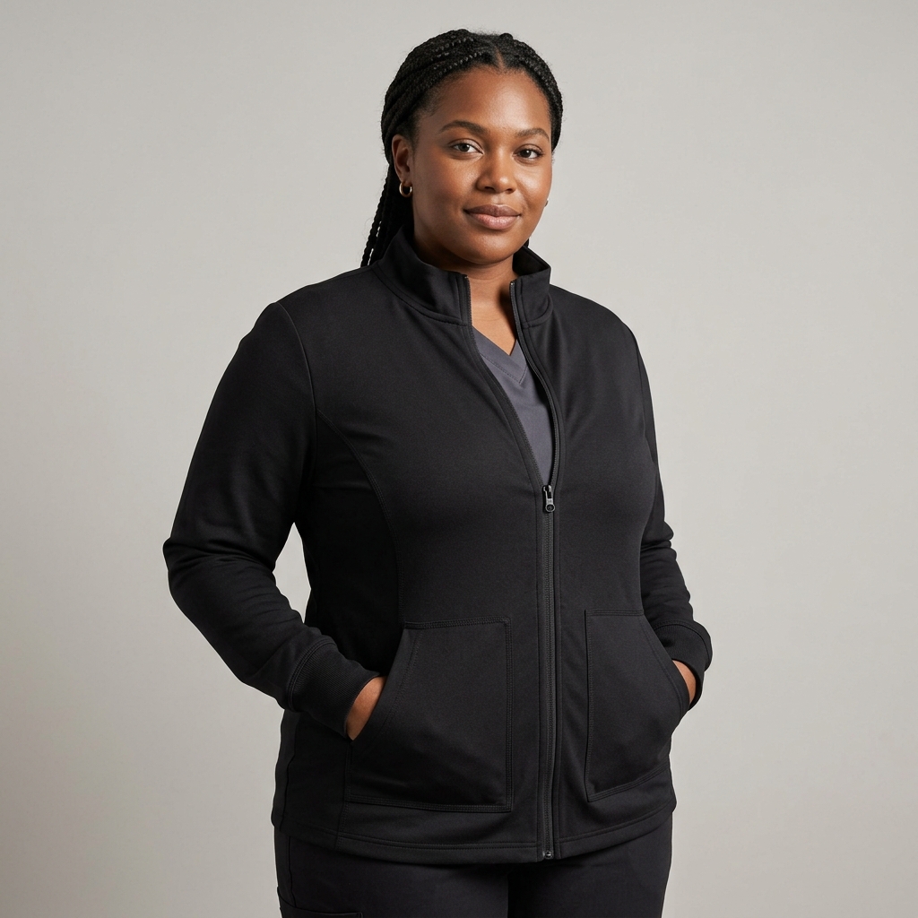 Plus-Size Zip-Up Warm-Up Jacket