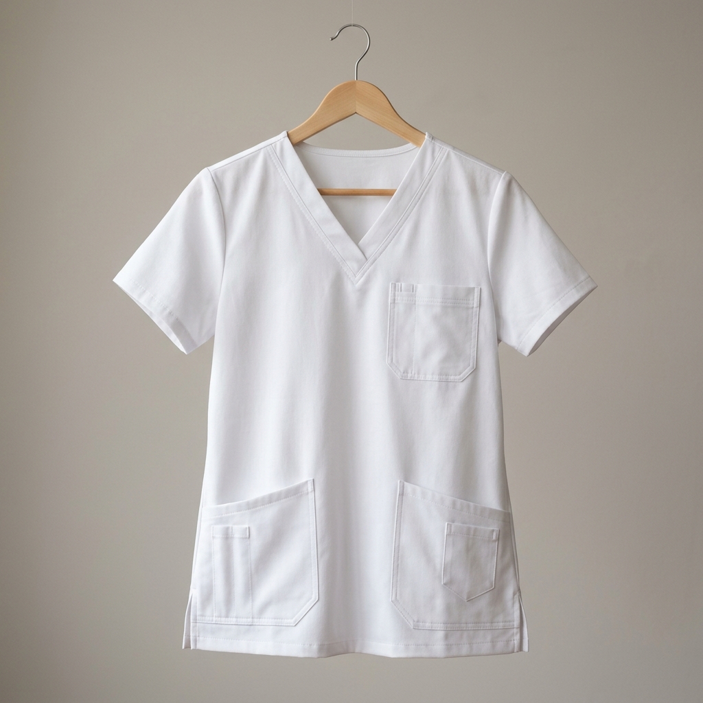 White Technical V-Neck Top
